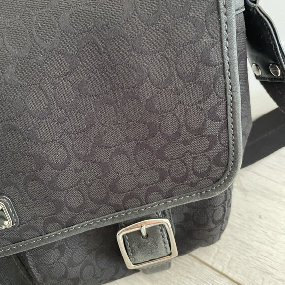 Coach Saddle Unisex Signature Messenger Black Canvas Shoulder Bag - Picture 3 of 3